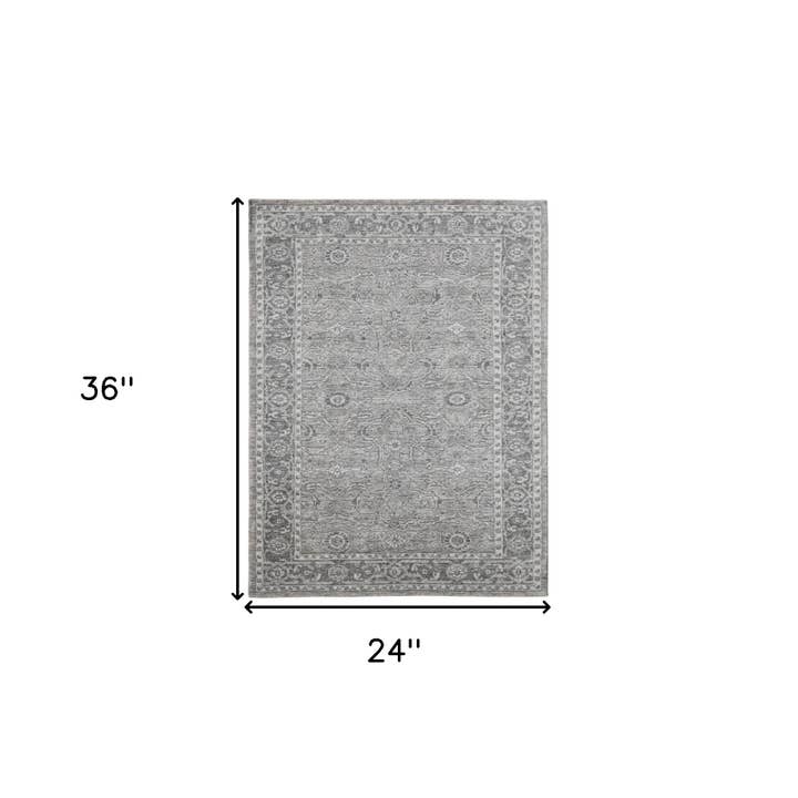 HomeRoots - Wholesale Area Rug - 2' X 3' Gray And Dark Gray Wool Medallion Hand Woven Area Rug2