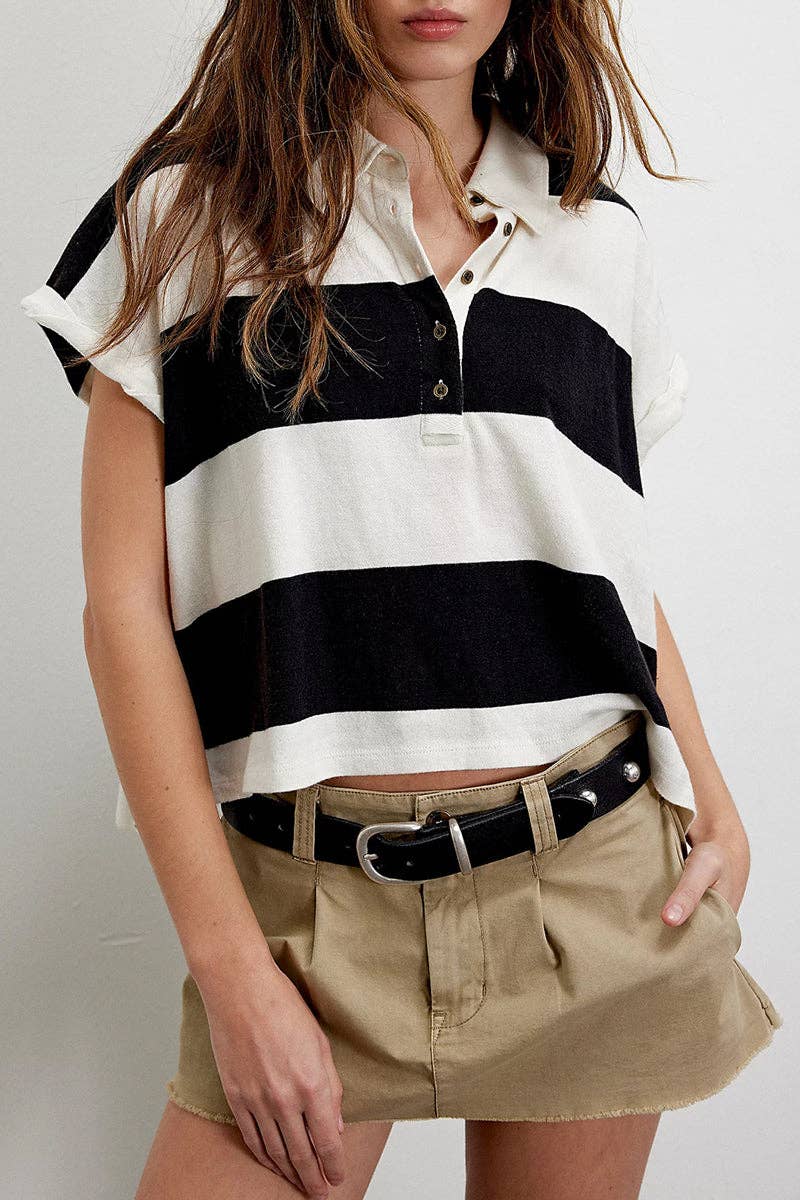 Mccolin - Wholesale Polo - Women's - Striped Polo T-Shirt0