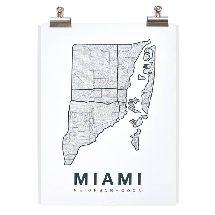 Native Maps - Wholesale Poster - Miami, FL Neighborhood City Map Poster2