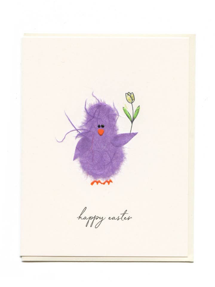 "Joyeuses Pâques" Oiseau Violet avec Tulipe pour la vente par FLAUNT HANDMADE CORRESPONDENCES
