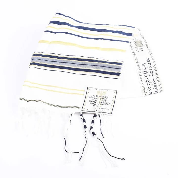 Prayer Shawl – Gold and Navy – Traditional Messianic with Tallit for wholesale by Swanson Christian Products