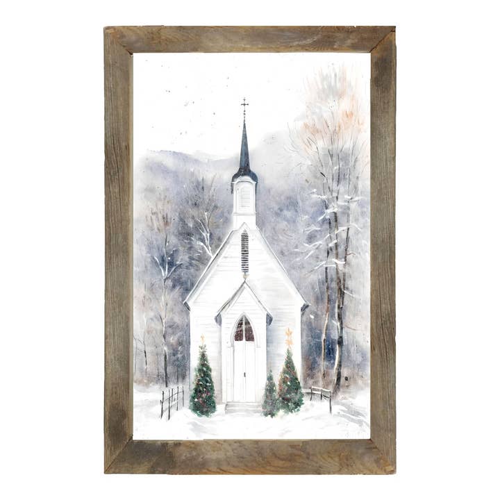 ginger blue - Vente Affiche d'art - Winter Church 1 - Cadre vertical1