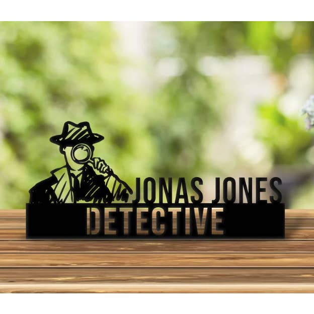 Glow Neon - Venta al por mayor Carteles de escritorio/mesa - Placa de identificación de escritorio de detective de madera personalizada, placa de identificación, regalos