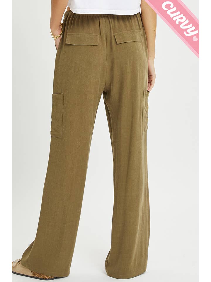 Sweet Lovely by Jen - Wholesale Pants - Women's - PLUS SIZE LINEN- BLEND PULL-ON-PANTS47