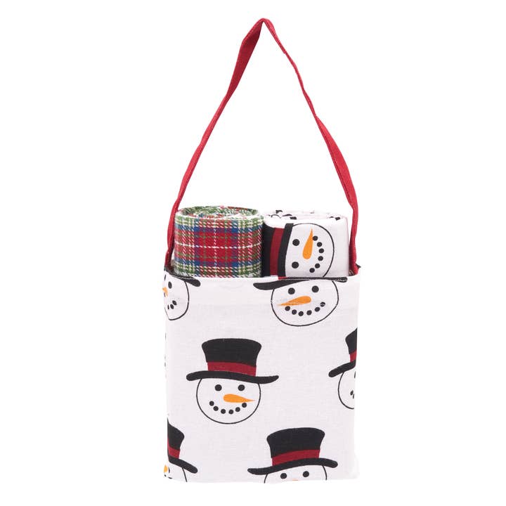 Christmas Snowman Plaid Kitchen Towel & Bag Gift Set for wholesale by C&F Home