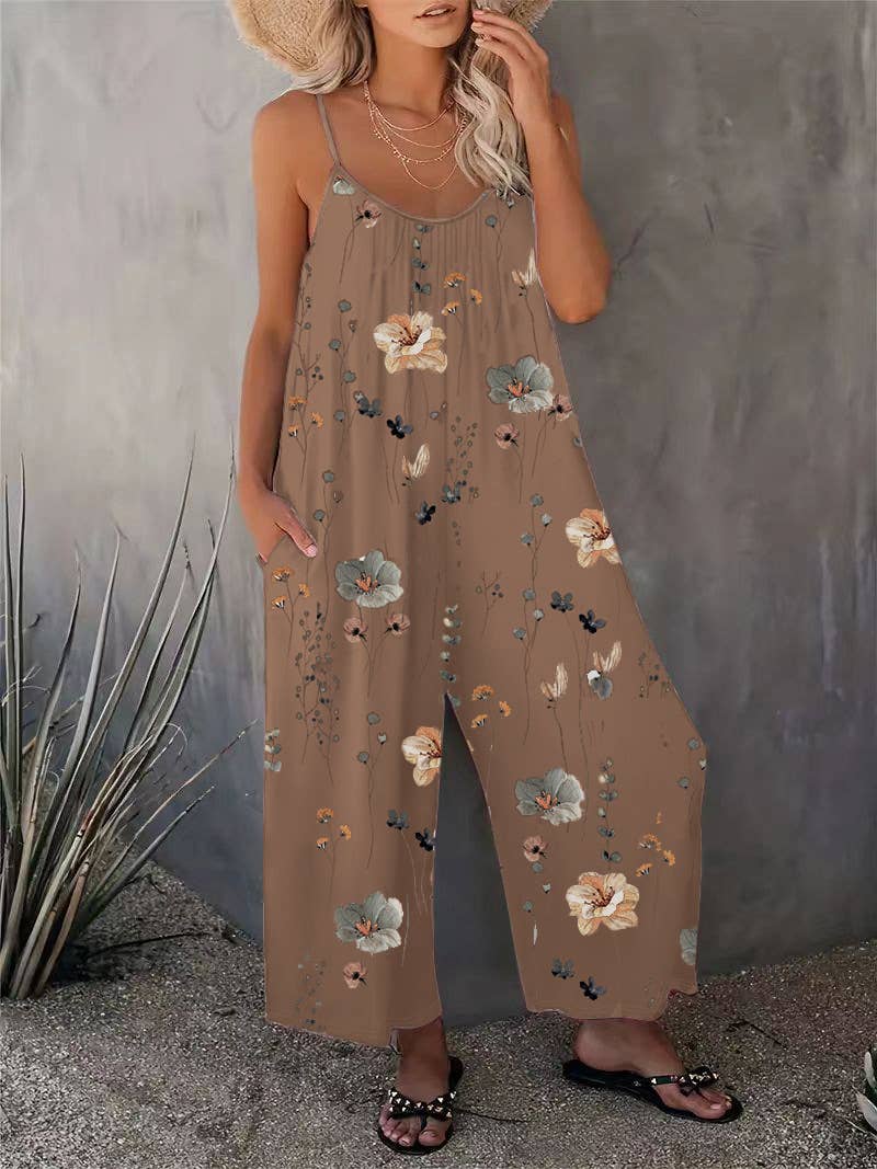 HIDDENBRAND - Wholesale Jumpsuit - Women's - Casual Sleeveless Floral Print Jumpsuit10