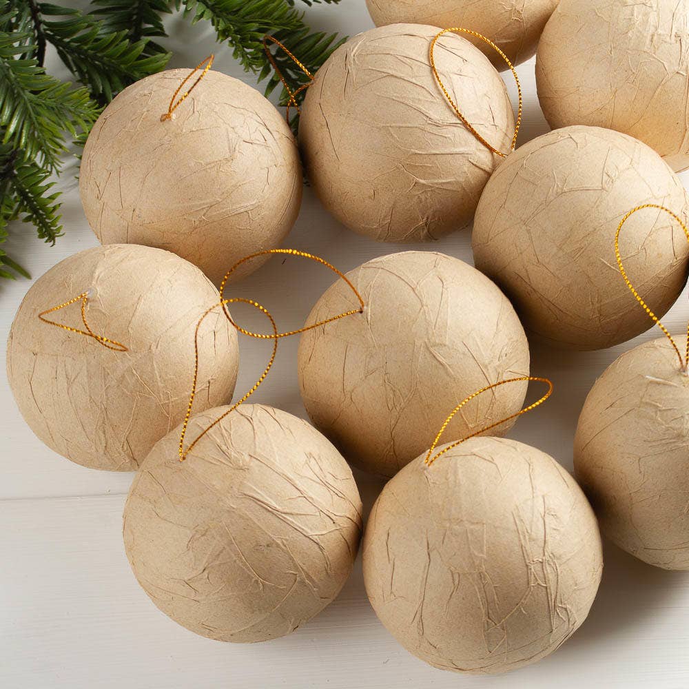Factory Direct Craft - Vendita all'ingrosso Set di decorazioni  - Ornamento palla in carta pesta texturizzata 80 mm (circa 3,15 pollici)6