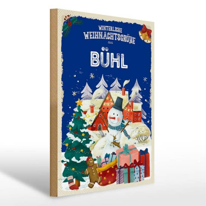 Sinal de madeira saudações de Natal BÜHL prenda festa sinal decorativo 30x40 cm por atacado de Femer