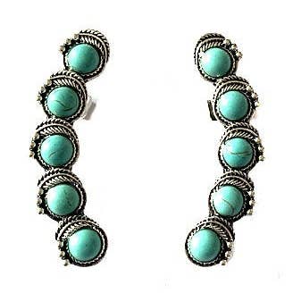 Orecchino a polsino curvo turchese occidentale per la vendita all'ingrosso da parte di Snowing West