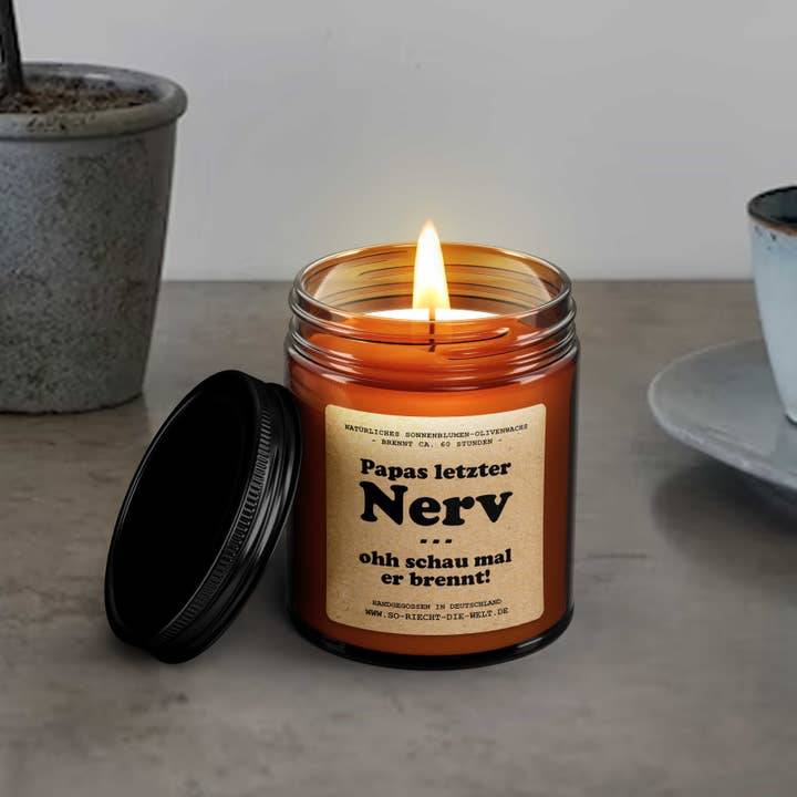 So riecht die Welt - Wholesale Jar/Filled Candle - Dad's last nerve - ohh look he's burning, scented candle, ker1