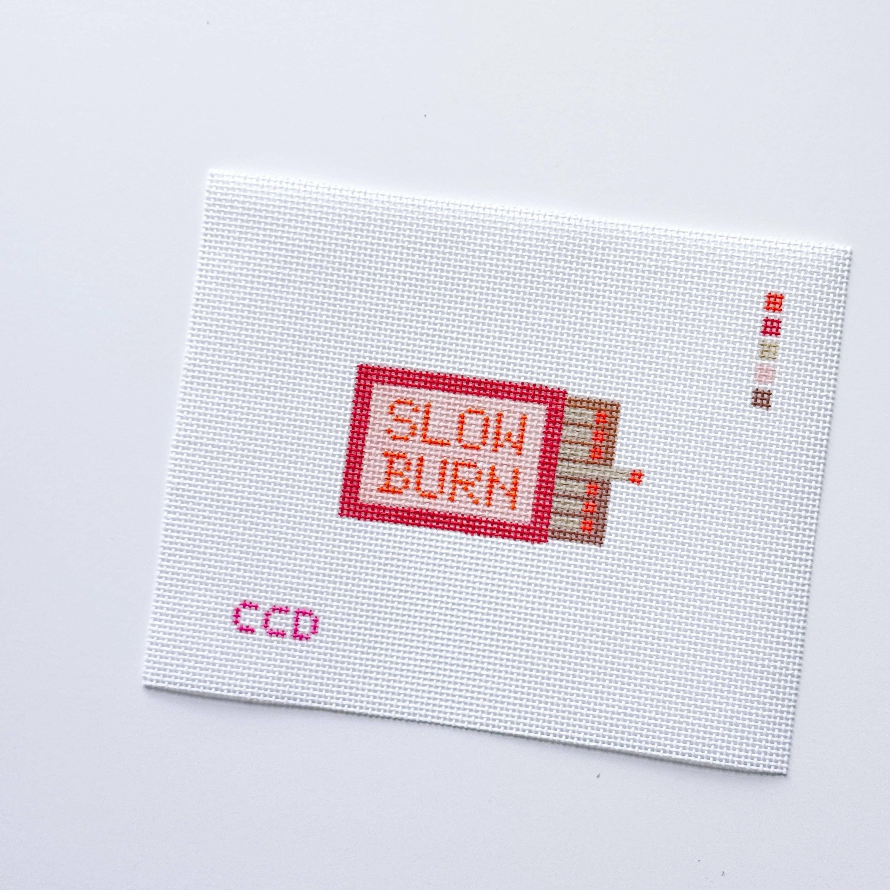 Cotswold Co Designs - Wholesale Embroidery/Cross Stitch Supplies - Hand Painted Slow Burn Matches 4” Needlepoint Canvas 13 Mesh Matches Needlepoint Canvas Valentines Day2