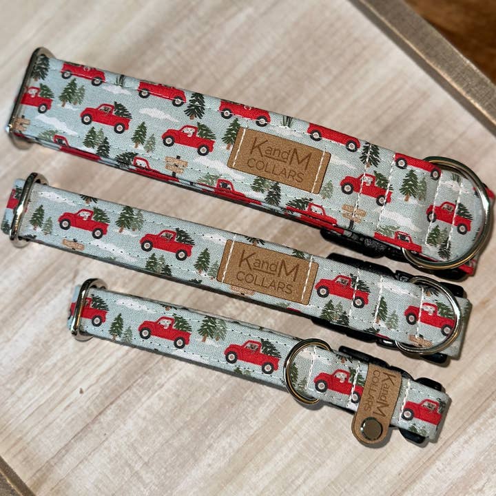 K and M Collars - Vendita all'ingrosso Collare - Cani - Collare per cani Christmas Tree Trucks, collari K e M, inverno0