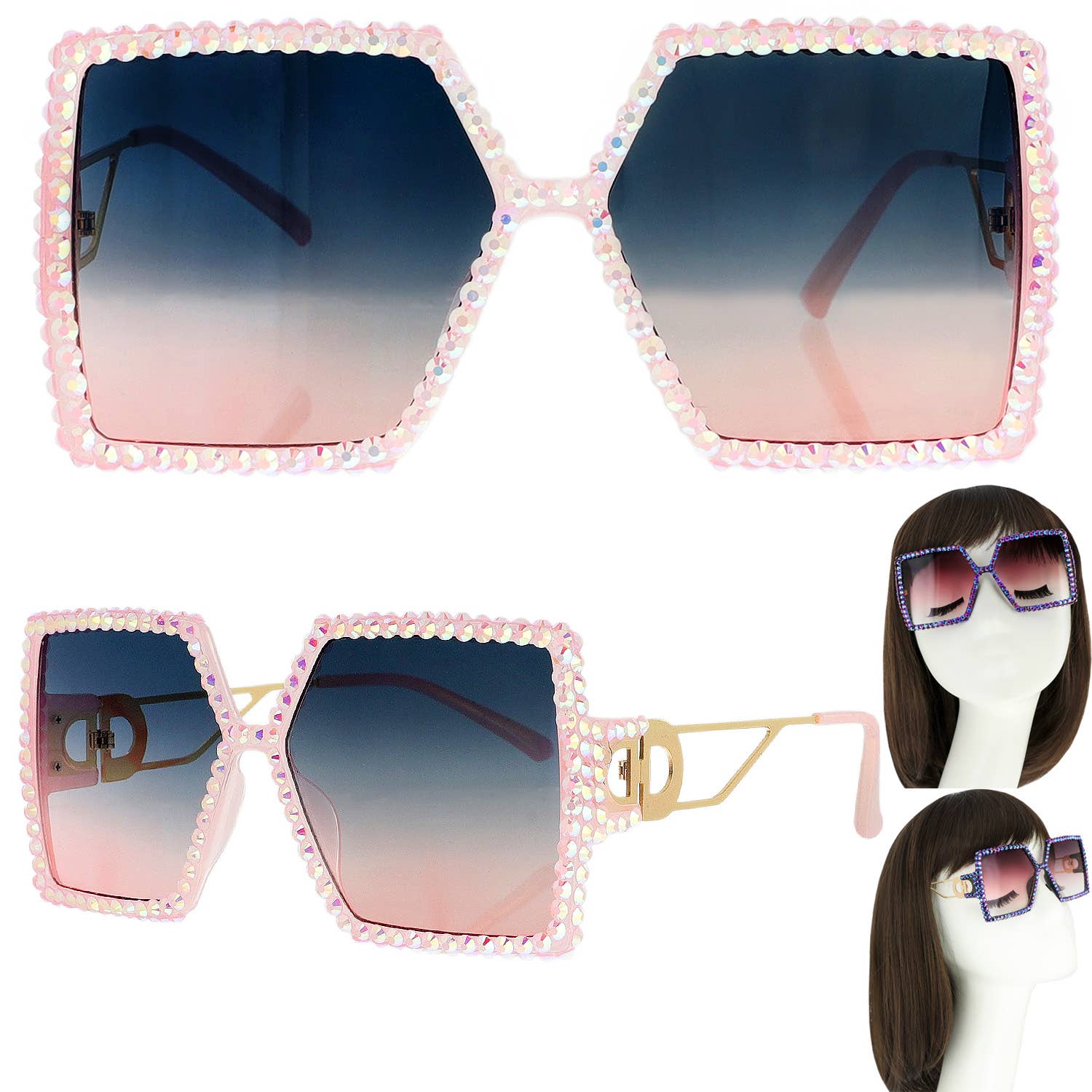SP Sophia Collection - Wholesale Sunglasses - Women's - Sparkling Rhinestone Square Sunglasses 1