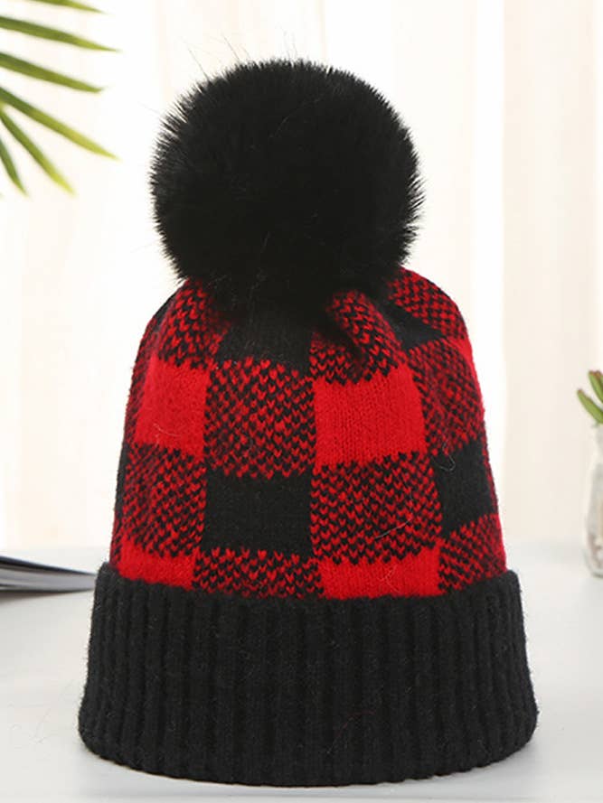 Fleece Plaid Beanie Cap ZK385 for wholesale by UNISHE