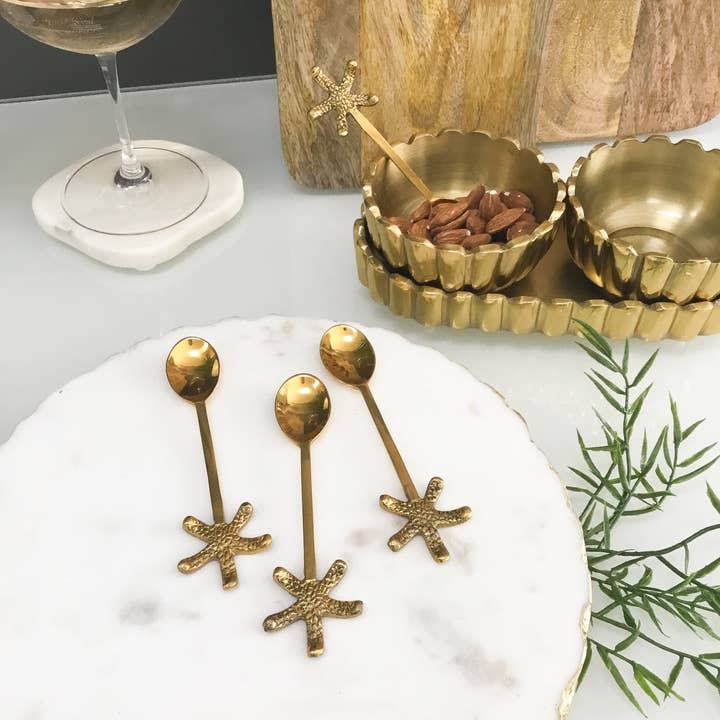India Handicrafts Inc - Wholesale Table Spoon (Cutlery) - Golden Starfish Spoon Set
