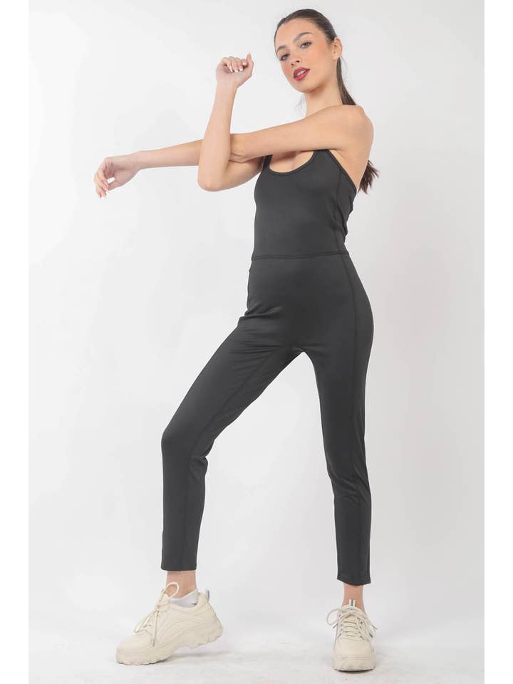 VERY J - Wholesale Jumpsuit - Women's - NP70320-Stretchy Bodycon Tank Jumpsuit Activewear