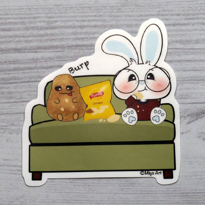 Ben-E Couch Potato Vinyl Sticker for wholesale by Miyo Art Design