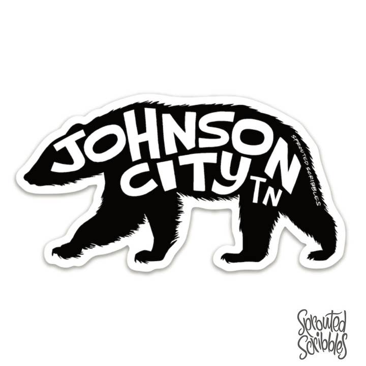 Johnson City Sticker | Bear | Waterproof Vinyl Decal for wholesale by Sprouted Scribbles