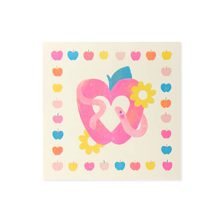 Wildkat Studio - Wholesale Art Print - Apple & Worm Risograph Art Print3