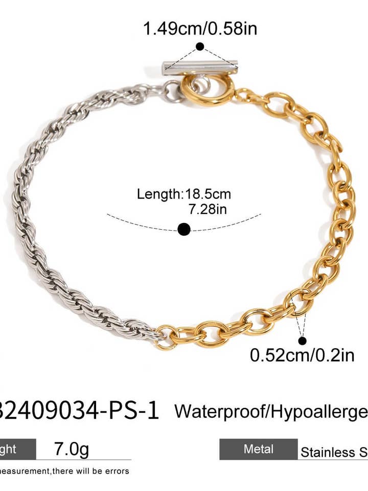 Collier à Chaîne à Maillons Color Block avec Boucle OT Tendance DP25B768 pour la vente par Dipped Shop