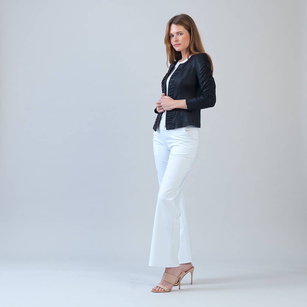 Clara Sunwoo – wholesale Leather jacket – Women′s – JK83 - Liquid Leather ™ Ruched Detail Jacket17