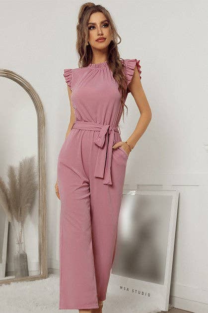 Supreme Fashion - Wholesale Jumpsuit - Women's - Mock Neck Sleeveless Ruffle Jumpsuit4