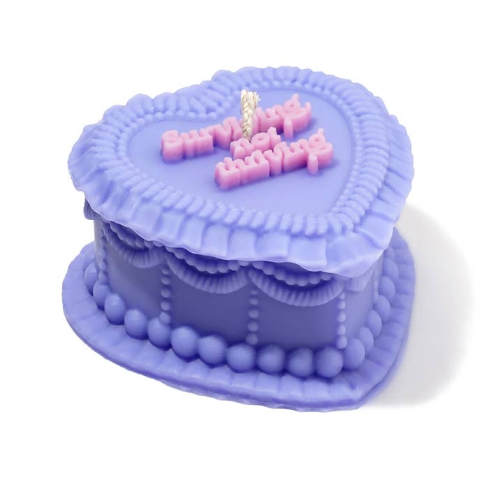 FUN CLUB - Wholesale Novelty Candle - Surviving, Not Thriving Heart Candle (kitsch, funny gift, funny cake candle, vintage aesthetic)