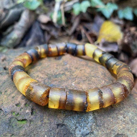 Greenish Raw Amber Men's Bracelet for wholesale by Amber House