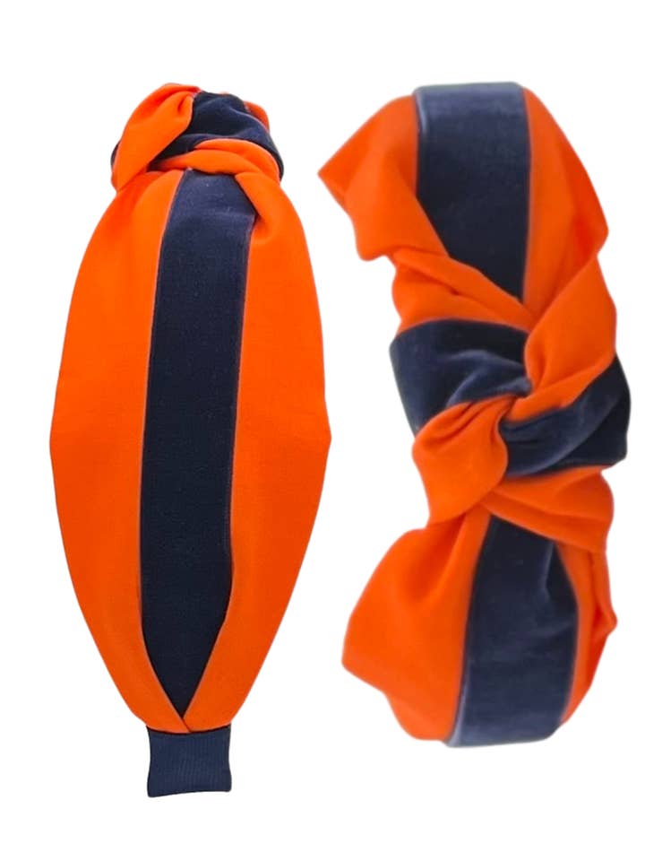 Orange avec ruban en velours bleu marine pour la vente par Pretty Happies