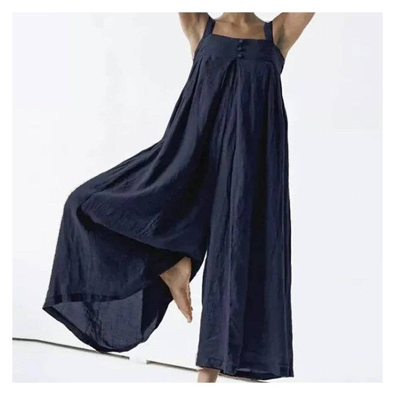 FurDecoration - Vendita all'ingrosso Salopette - Donna - Tuta in cotone tinta unita Plus Size5