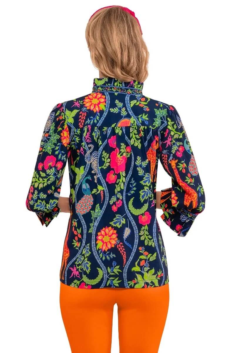 Gretchen Scott LLC - Wholesale Tunic - Women's - Ruffleneck Tunic - Jungle Symphony2