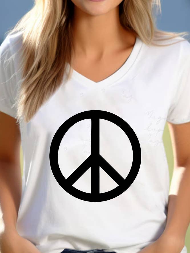 Peace Sign Unisex V Neck Tee for wholesale by Top Avenue