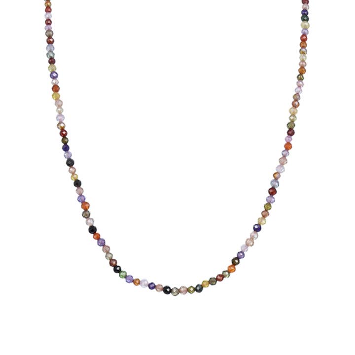 Collar de Plata de Ley 925 con Cristal Multicolor acabado en oro amarillo de 18K - Ufela for wholesale by Luxenter