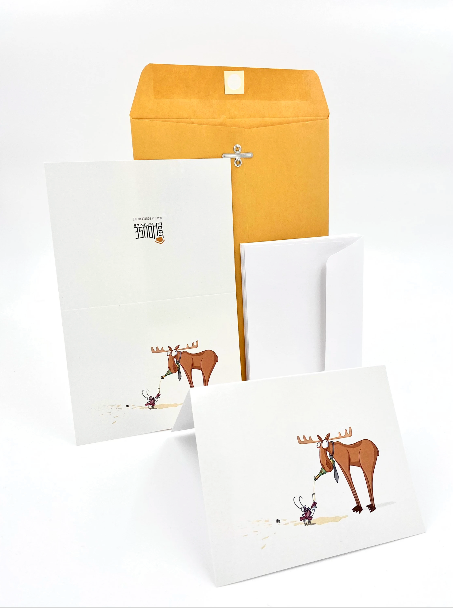 FortHouse Studios - Wholesale Everyday Greeting Card - Lobster and Moose Champagne Celebration Cards2