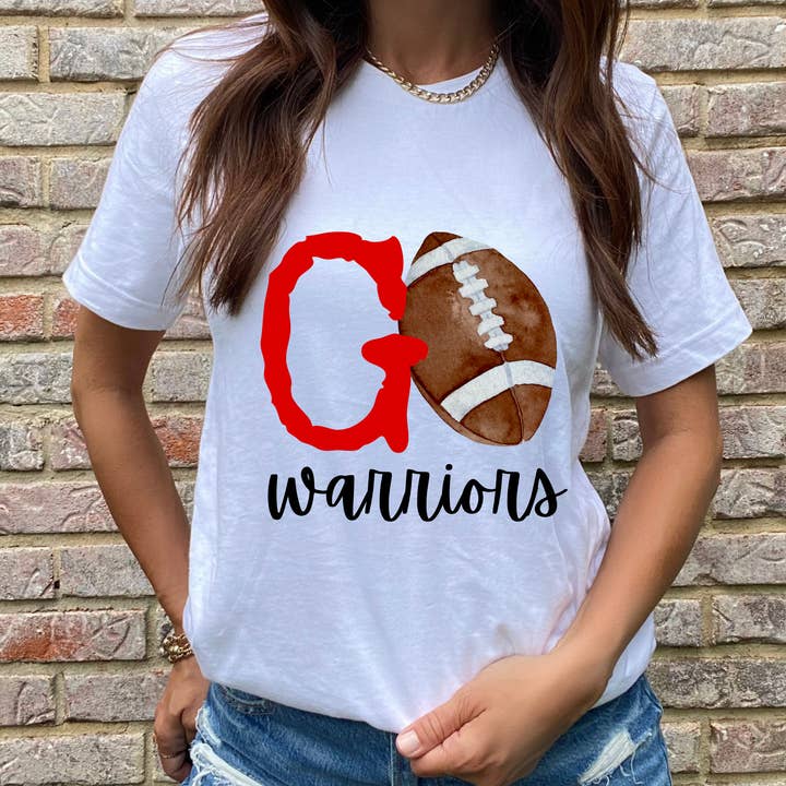Warriors Football Graphic Tee for wholesale by Dixie Grace Mercantile