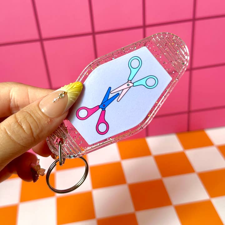 LGBT LGBTQIA+ Funny Lesbian Pride Motel Keychain for wholesale by Stickers+ X Ashley Bexar