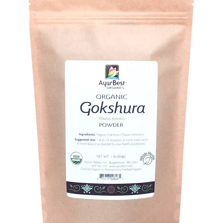Komal Herbals, Inc - Wholesale Protein/Superfood Powder - Wholesale Spices & Herbs - Gokshura Powder, Organic - 1lb(454g) Bag
