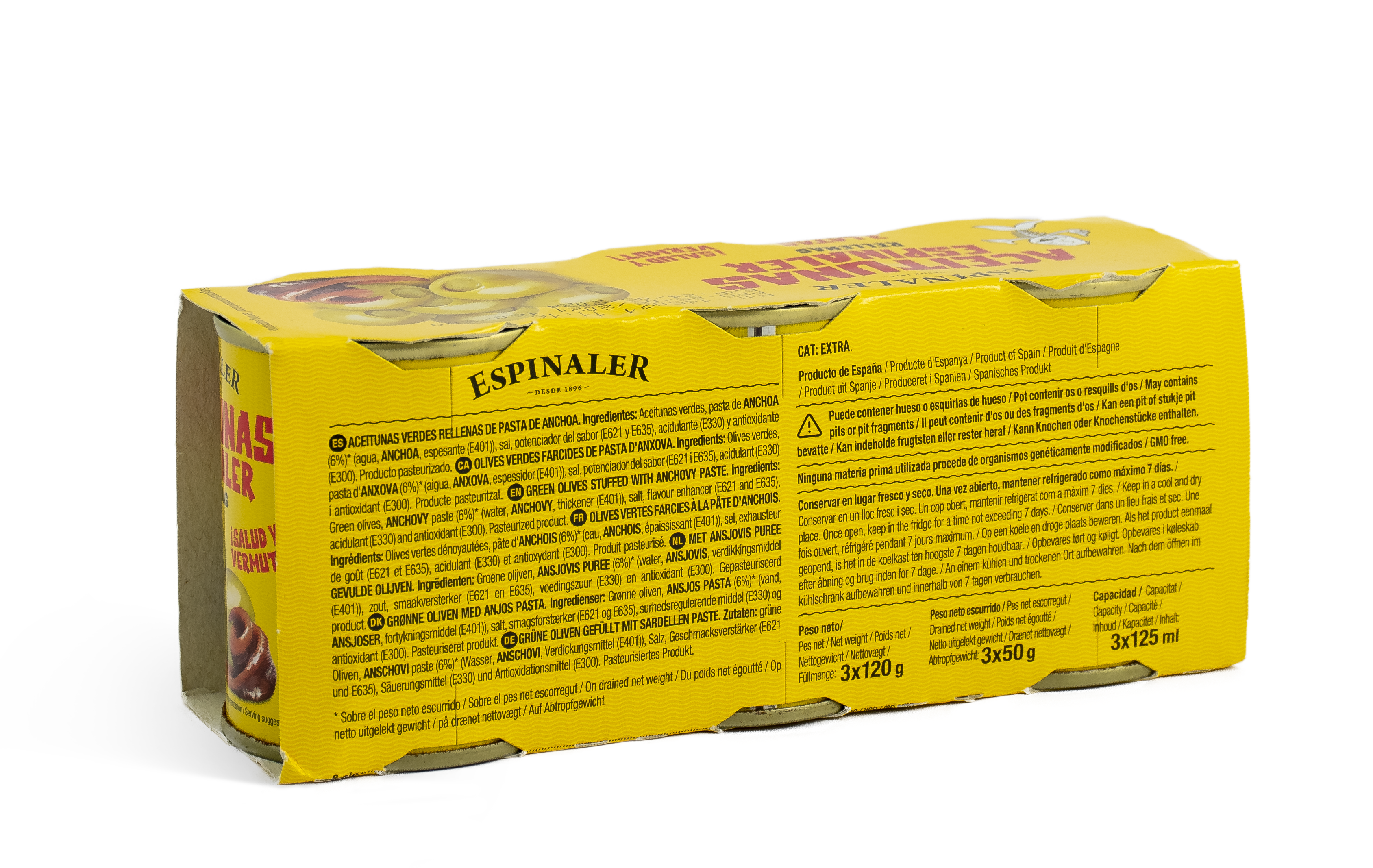 ESPINALER 1896 S.L - Wholesale Olives - Olives Stuffed with Anchovy ESPINALER Pack 3 x 50 g2
