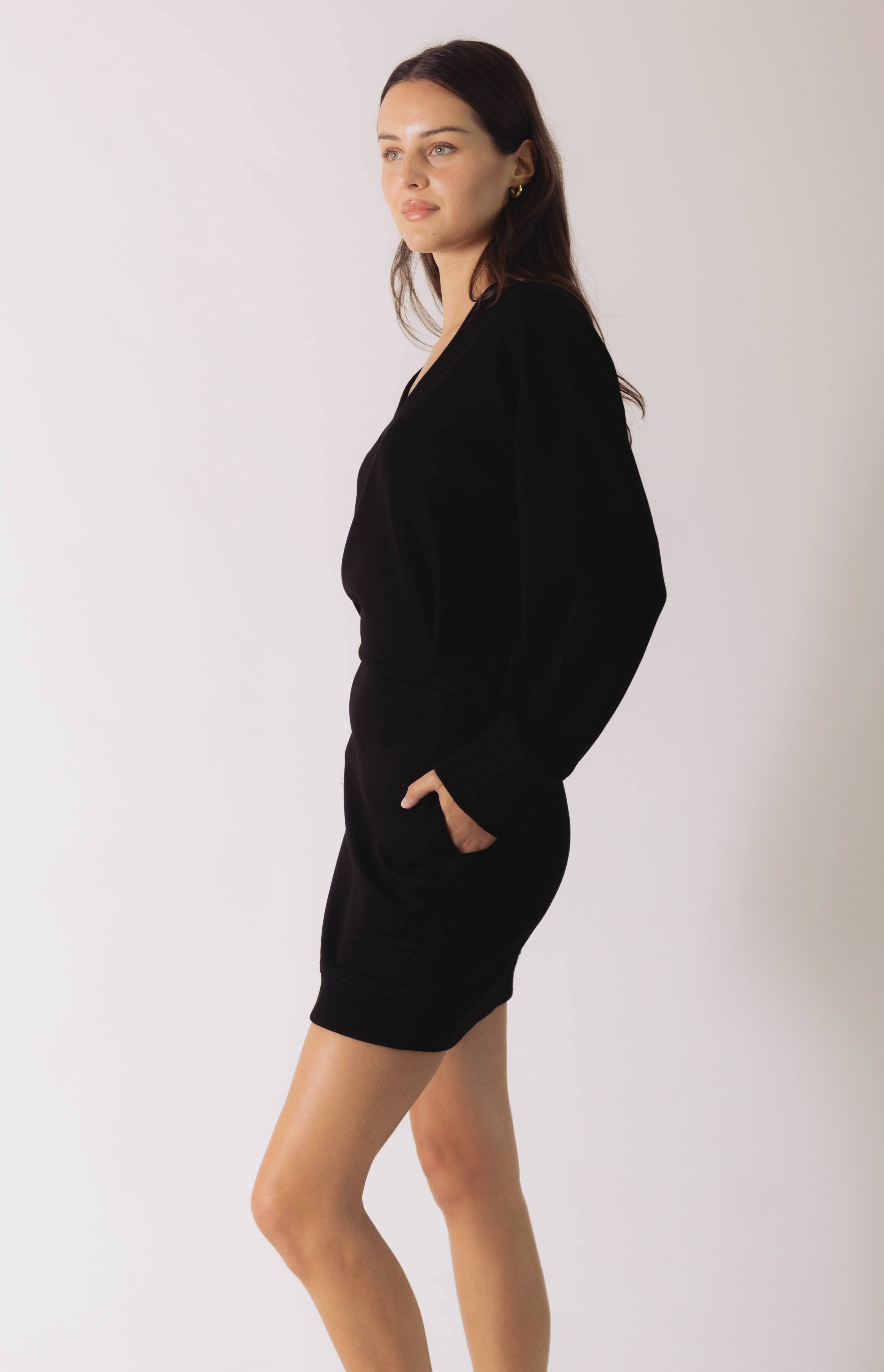 P. CILL - Wholesale Dress - Women's - P. CILL Butter Modal V Neck Ribbed Contrast Mini Dress11