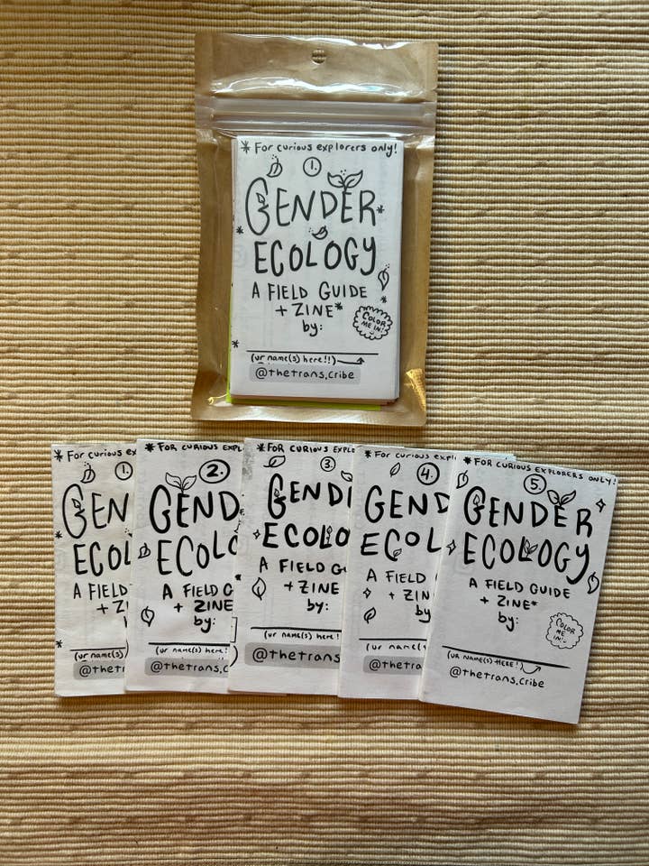 Gender Ecology Field Guide & Zine Full Series- 5 zines for wholesale by the (trans)cribe
