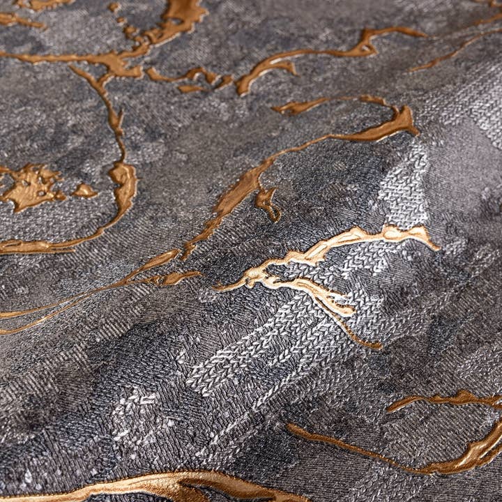 Walloro Luxury Embossed Wallpaper – Rolo de papel de parede por atacado – Belo papel de parede texturado preto com relevo profundo, ouro brilhante e tradicional, não colado, largo 178 pés quadrados rolo, lavável1