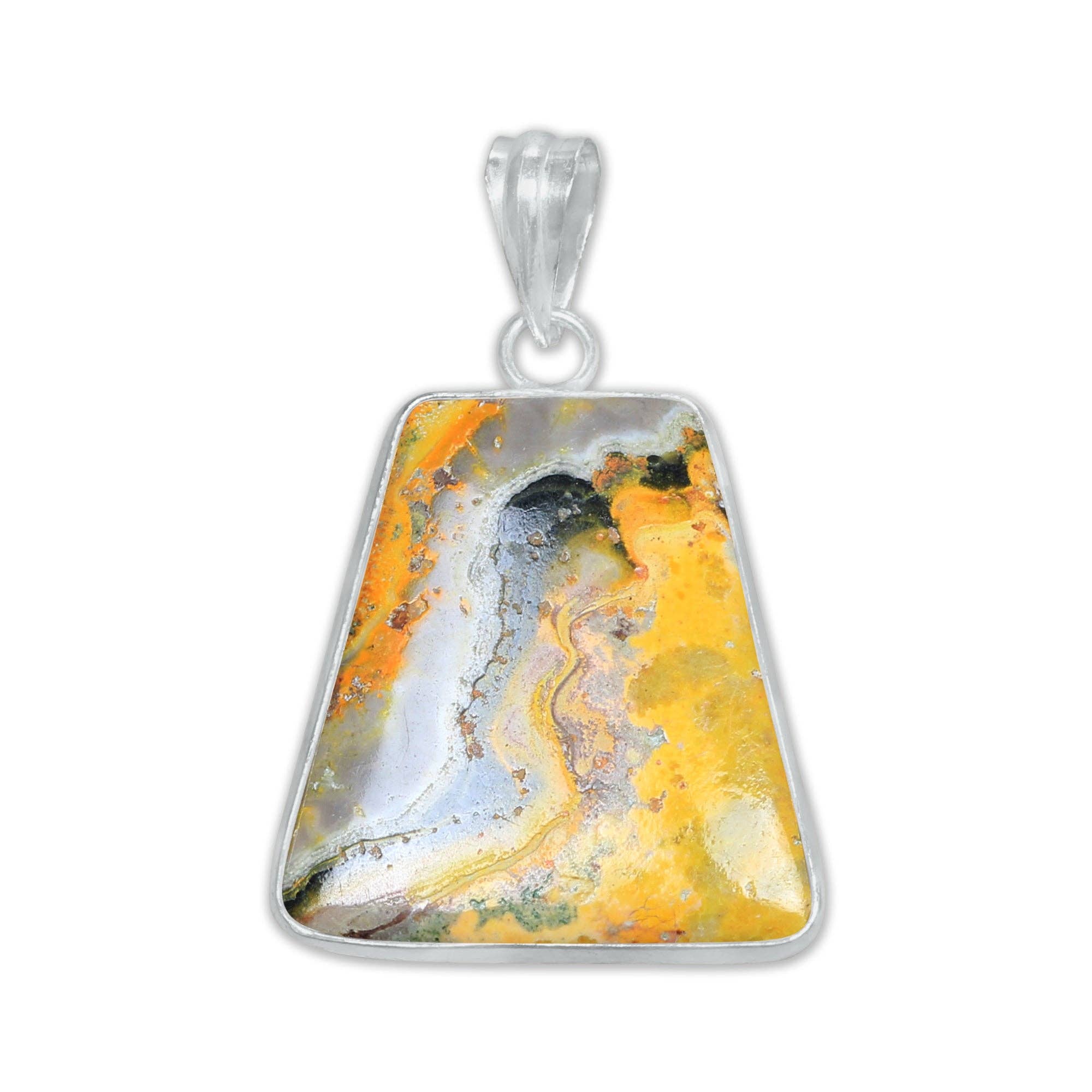 Handmade Jewels - Wholesale Individual Charm/Pendant - BumbleBee Jasper Minimalist Pendants -  Handmade, Silver-Plated Brass, Wholesale11