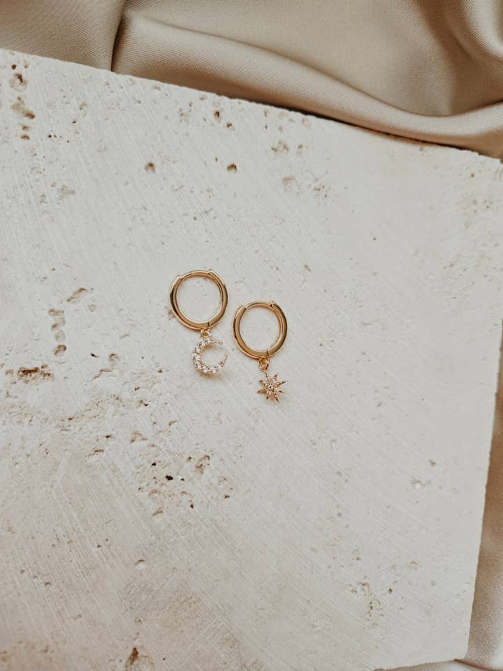 Celestial Huggie Hoops | Gold Hoop Earrings for wholesale by Lotus & Lace Designs