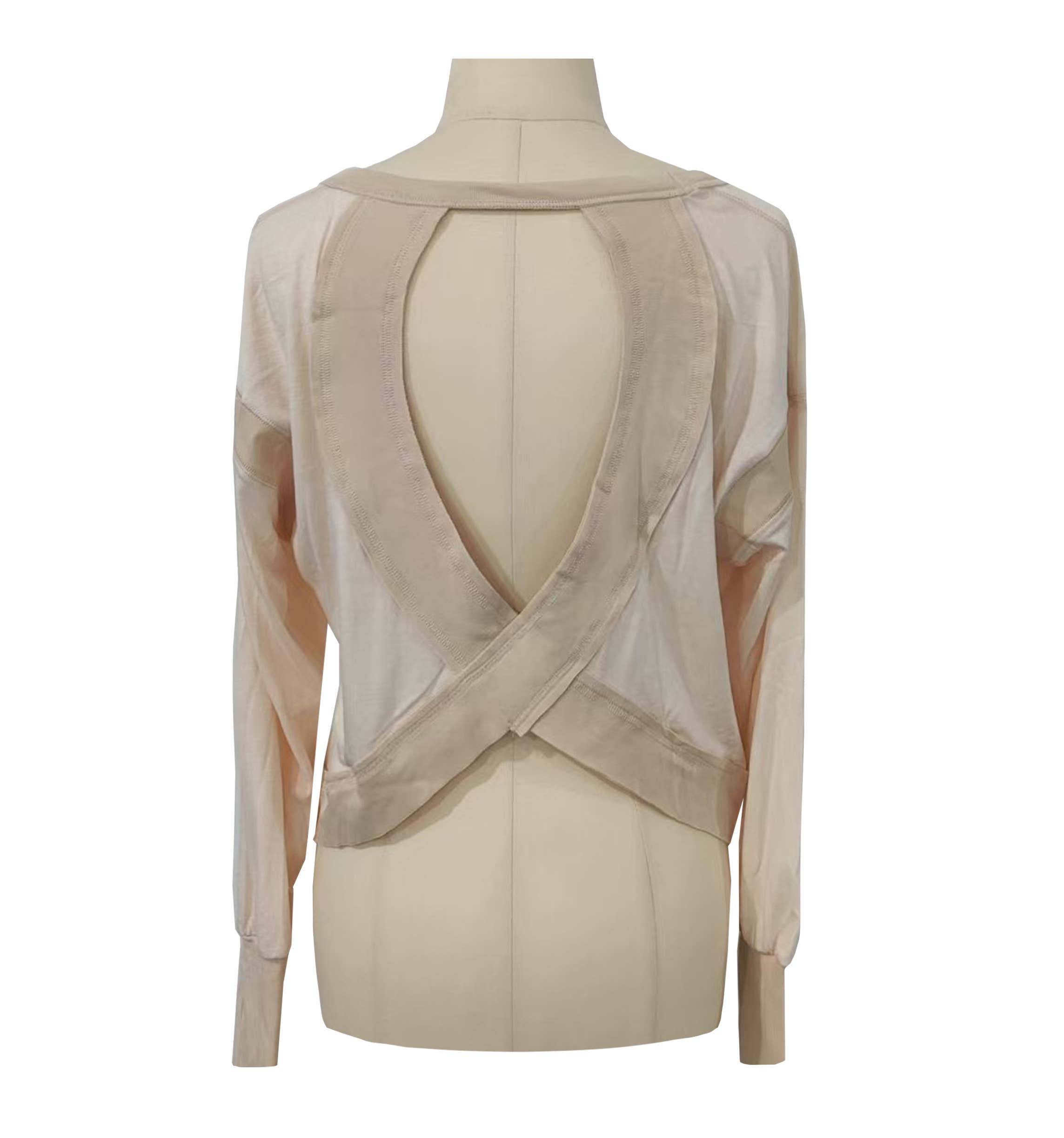 HIDDENBRAND - Wholesale T-Shirt - Women's - Slouchy wrapped cutout back workout long sleeve Tee2