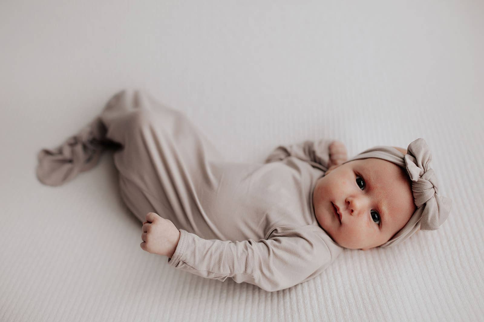 Three Little Tots - Wholesale Babygown - Baby - Harbor Mist Taupe Knotted Gown12