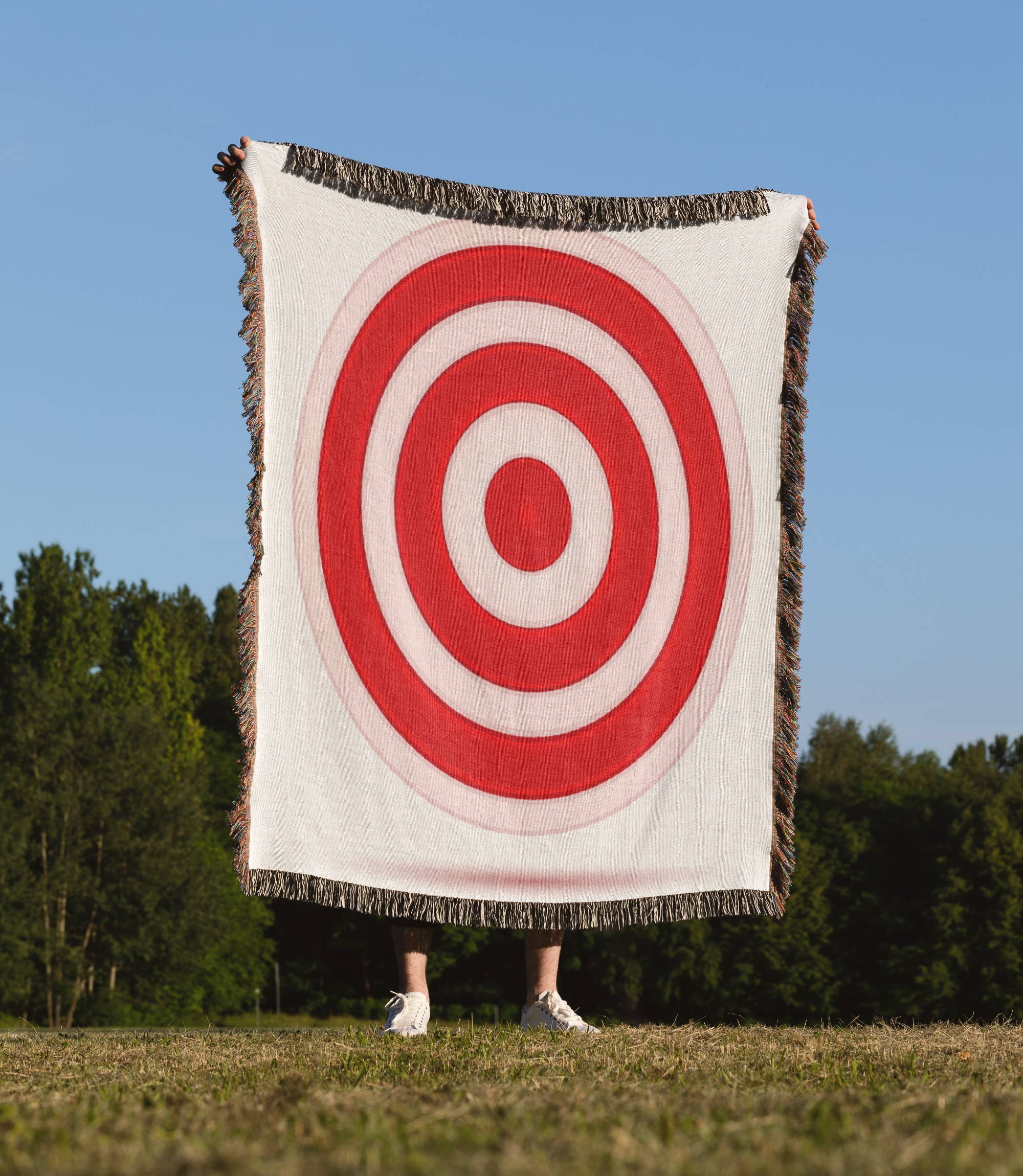 3dRose – Manta para sofá por atacado – 3dRose, Círculo Alvo Vermelho e Branco, Manta1