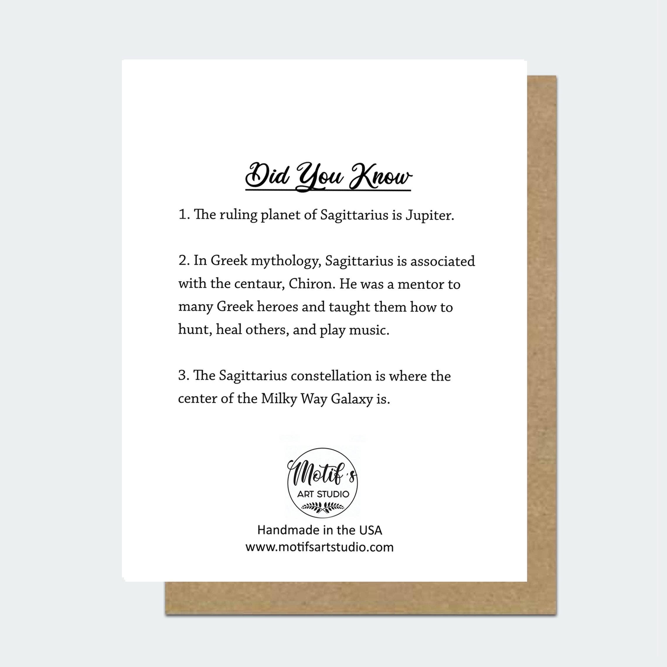 Motif's Art Studio - Venta al por mayor Tarjetas de cumpleaños - Tarjeta de cumpleaños de astrología sagitario1