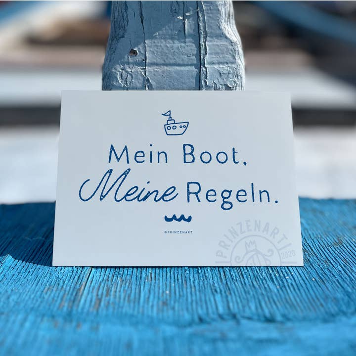 Carte postale "Mon bateau" | Citation motivante Mer du Nord pour la vente par Prinzenart