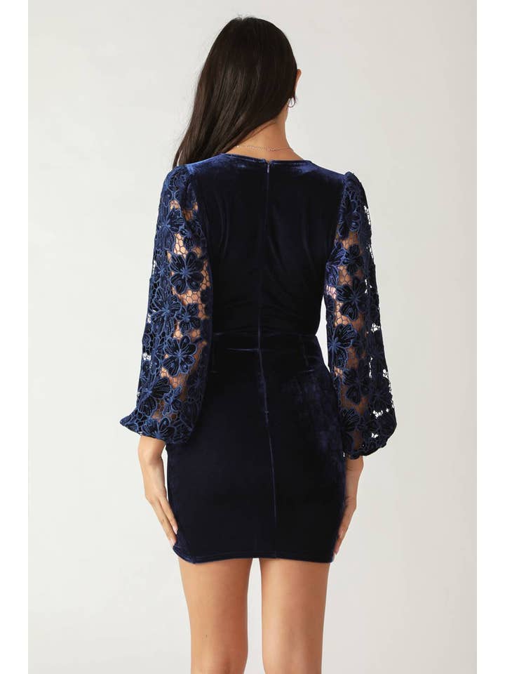 NAVY A velvet mini dress - ID21660 for wholesale on Faire