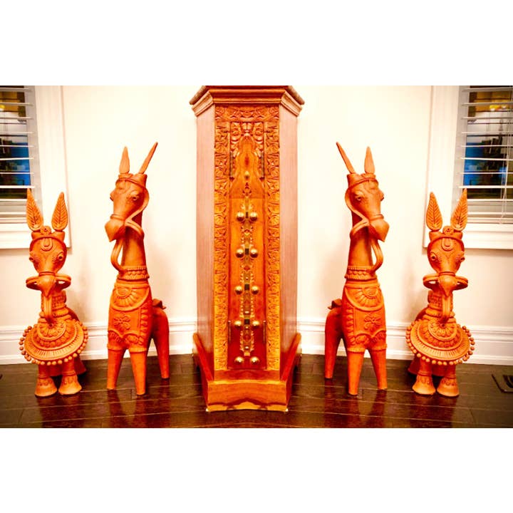 JRE Home Decor – Großhandel Skulptur – Bankura Terrakotta-Pferd-Paar 2,5 Ft Keramik Clay Art4